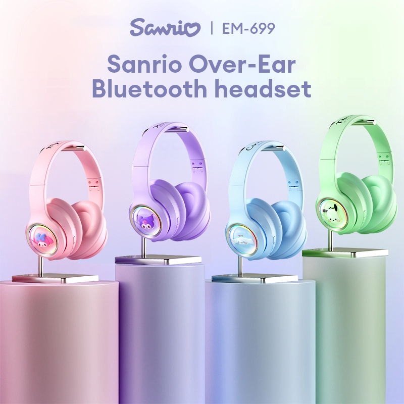 Disney x Sanrio EM-699 TWS ชุดหูฟังบลูทูธ 3D เสียงสเตอริโอ RGB Light ลดเสียงรบกวนหูฟังเล่นเกมไร้สาย 