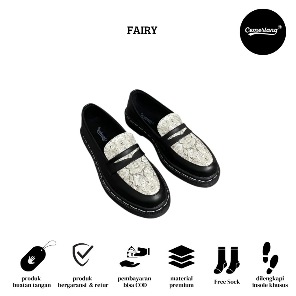 รองเท้าโลฟเฟอร์แบบสวม FAIRY" รองเท้าผู้ชายอย่างเป็นทางการคลาสสิก Tokocemerlang27