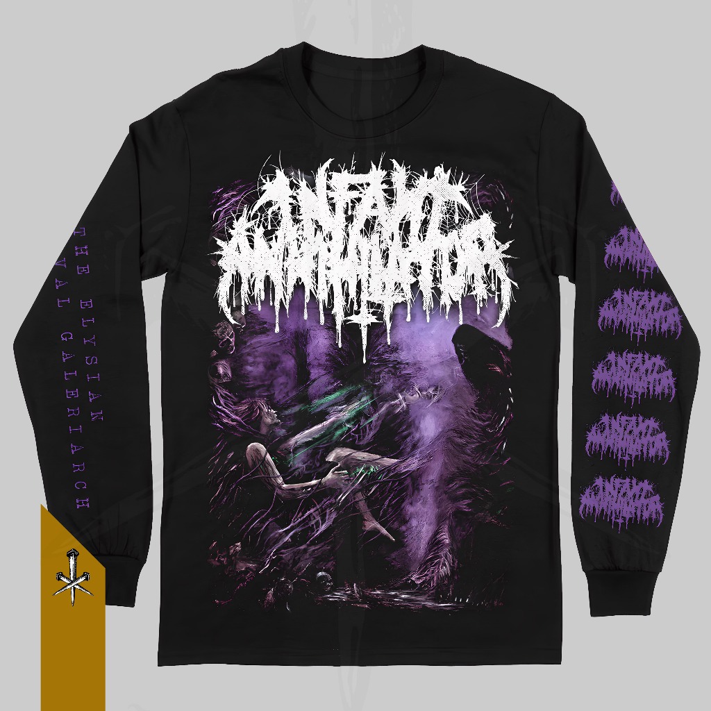 เสื้อยืดแขนยาวผู้ชายซี่โครงหวี 30s เพลง Tshirt Deathmetal INFANT ANNIHILIATOR ผ้าฝ้าย 100% ราคา ถูกที่สุด ดีลบีเคเค