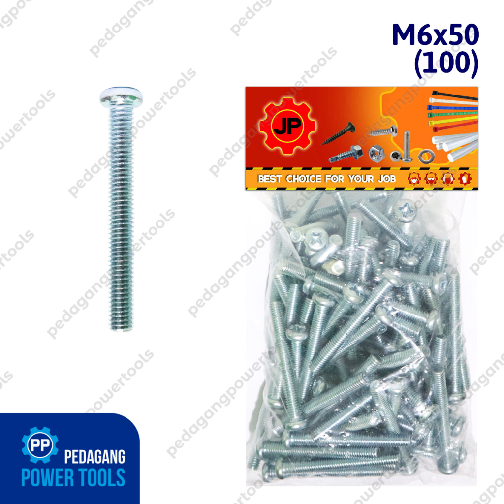 JP M 6 x 50 MM BOLT - JP 6x50 M6 x 50 BOLT SCREWS เบรกต์ 100 ชิ้น