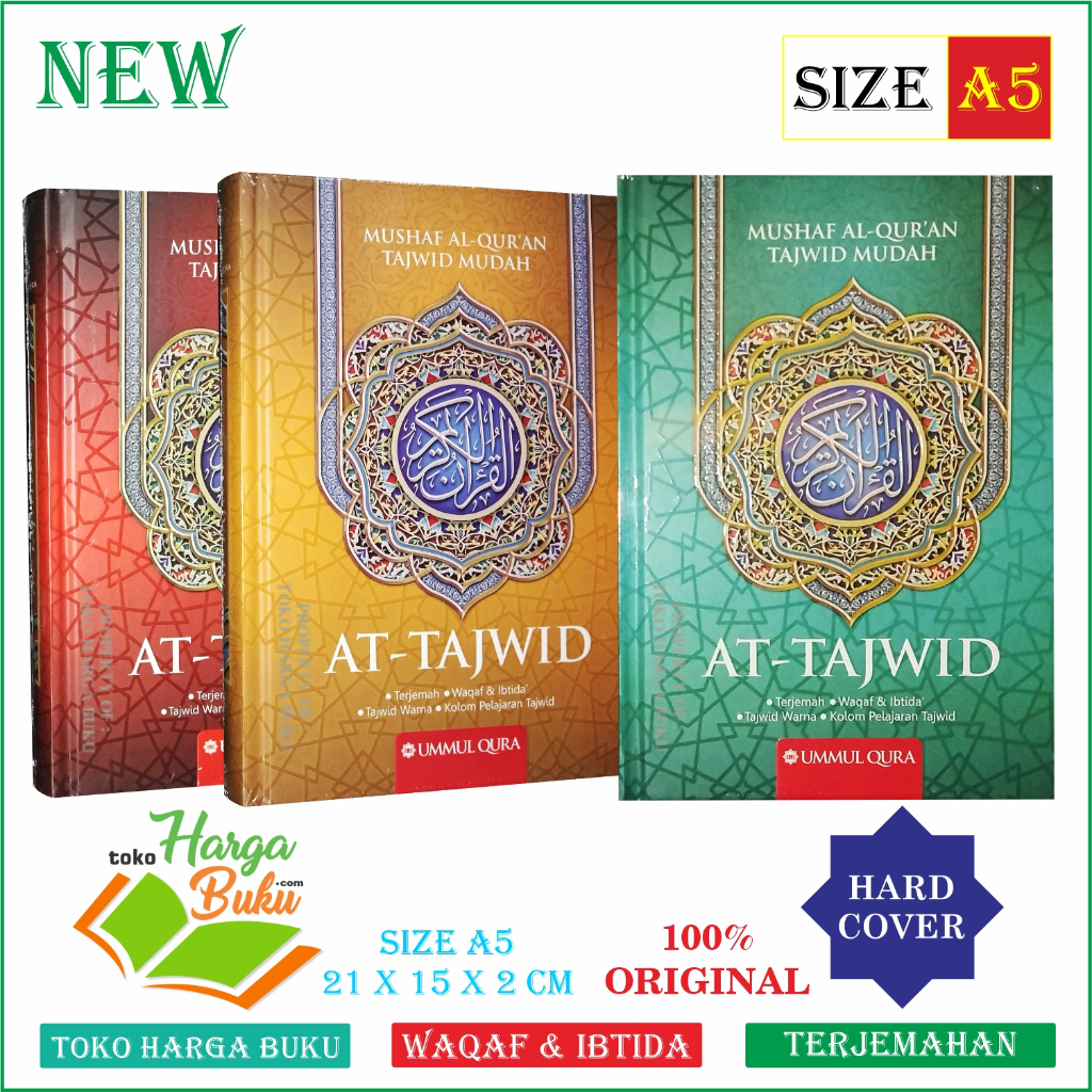 Al-Quran Tajwid A5 HC Mushaf Al-Quran At-Tajwid Easy Color Transmul Qura