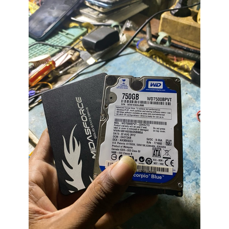 Hdd หนา 512gb ssd และ 750g