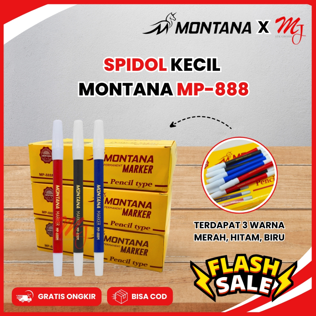MERAH (12 ชิ้น) MONTANA Small Marker Black / Blue / Red Marker MP-888 MB