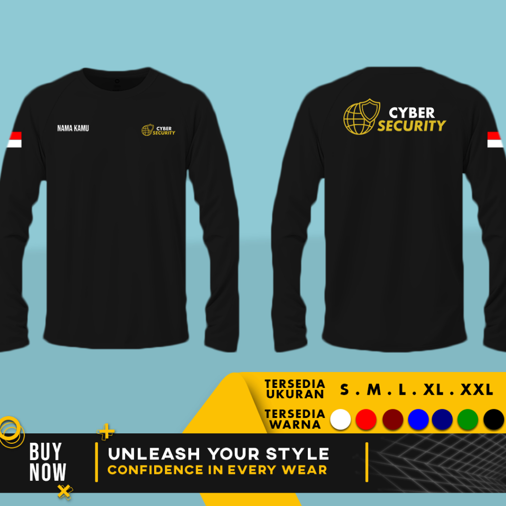 เสื้อยืด Cyber Security ฟรีเขียนชื่อของคุณ | แขนยาว | สําลีหวี 30s