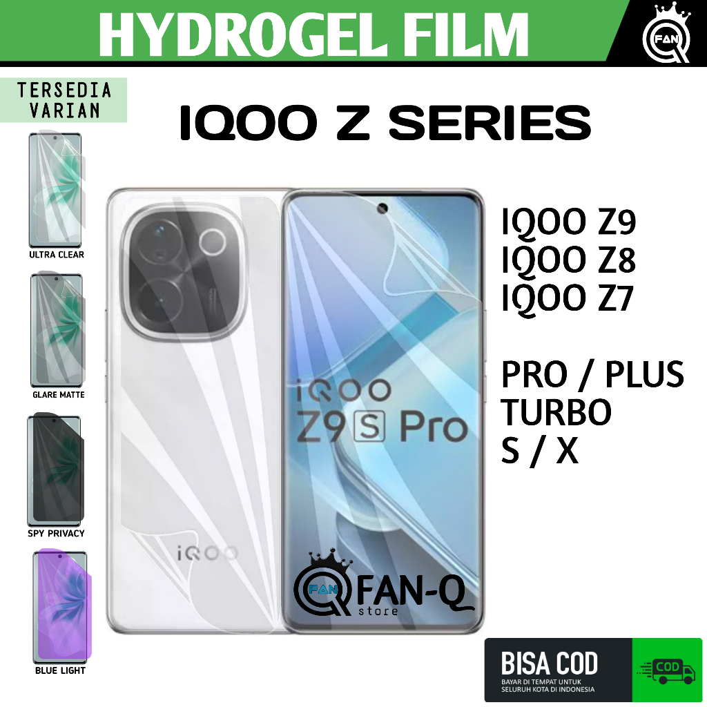ฟิล์ม HYDROGEL สําหรับ IQOO Z9 Z9X Z8X Z7X Z7 PRO TURBO PLUS ANTI-SCRATCH FULL SCREEN PROTECTOR
