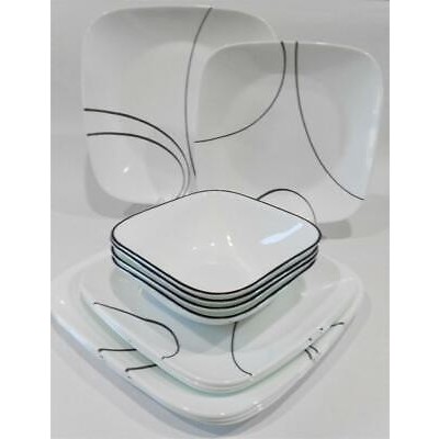 CORELLE PLATE GLASS BOWL - CORELLE SQUARE LIGHTWEIGHT VITRELLE