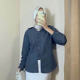 Amary Top - Kemeja Wanita Oversize - Kemeja Wanita Terbaru  Linen - Shirt Basic Polos