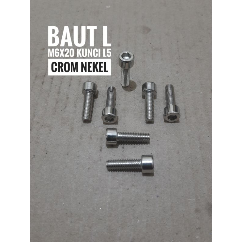 L bolt m6x1.0x20 L5 กุญแจนิกเกิลโครเมียม