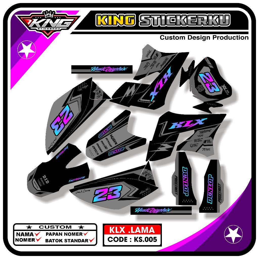 รูปลอกสติ๊กเกอร์ KLX 150 S / L เก่า - สติ๊กเกอร์ KLX Fullbody ดีไซน์แข่งล่าสุด SFK.KS.005
