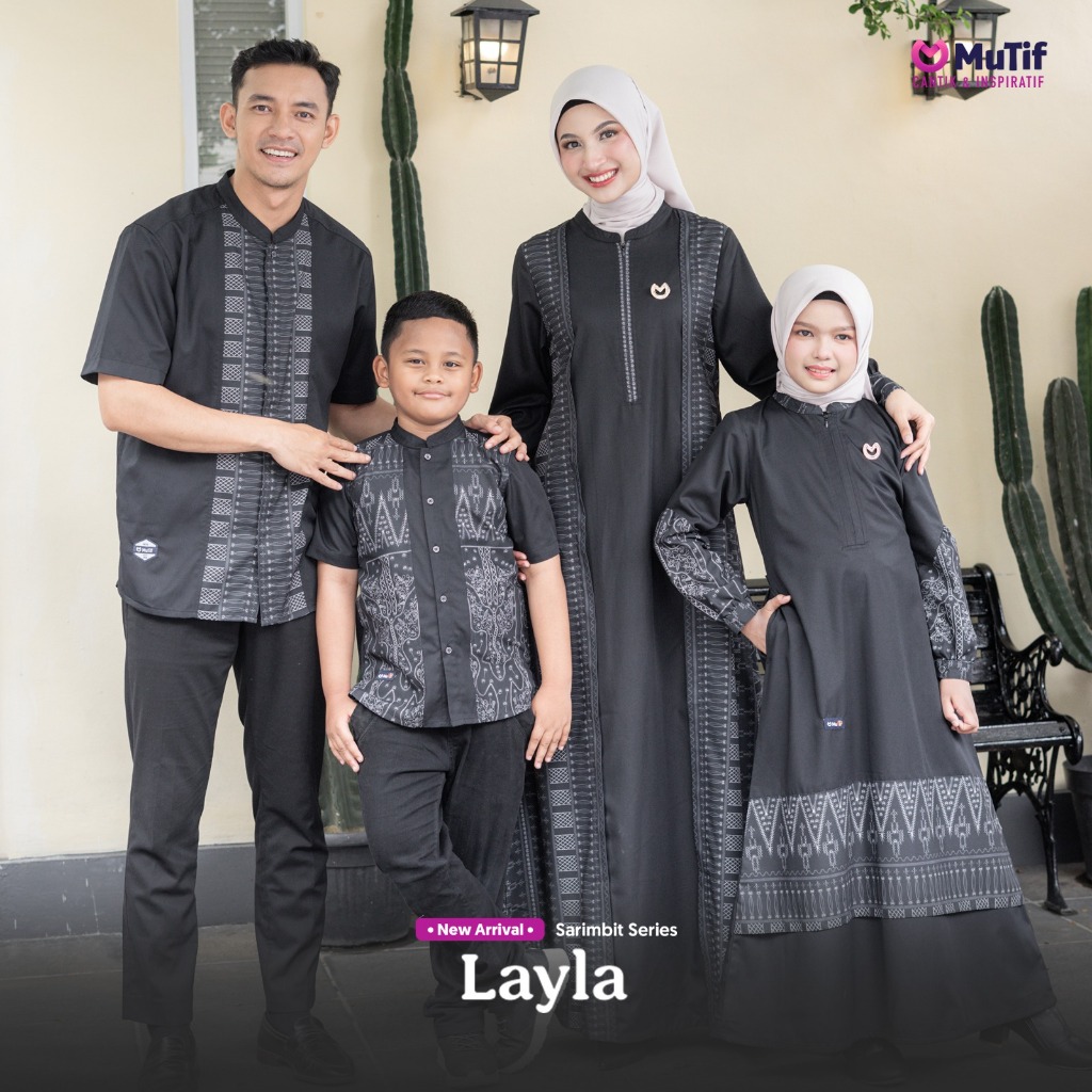 SARIMBIT MUTIF LAYLA - QOMAR ANTHRACITE สีดํา | เสื้อผ้าครอบครัวมุสลิม ORI MUTIF