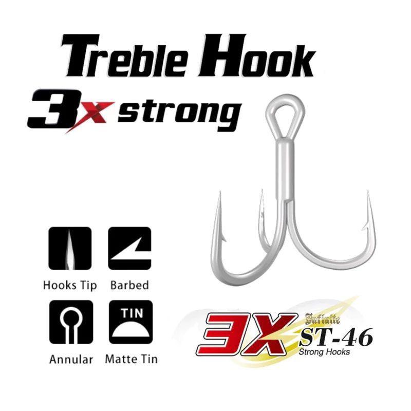Trible hook 3x strong trible hook strong strong trible fishin stickbait โลหะ jig poper FISHING BAIT 