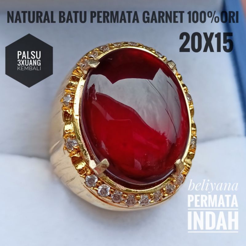 NATURAL RED GARNET AFRICA CRYSTAL STONE RING หินธรรมชาติ 100%