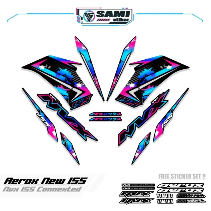 STRIPING AEROX 155 ใหม่ CONNETED MOTIF 3 / สีคอมโบ / ฐานสีดํา / AEROX 155 สติ๊กเกอร์เชื่อมต่อ / AERO
