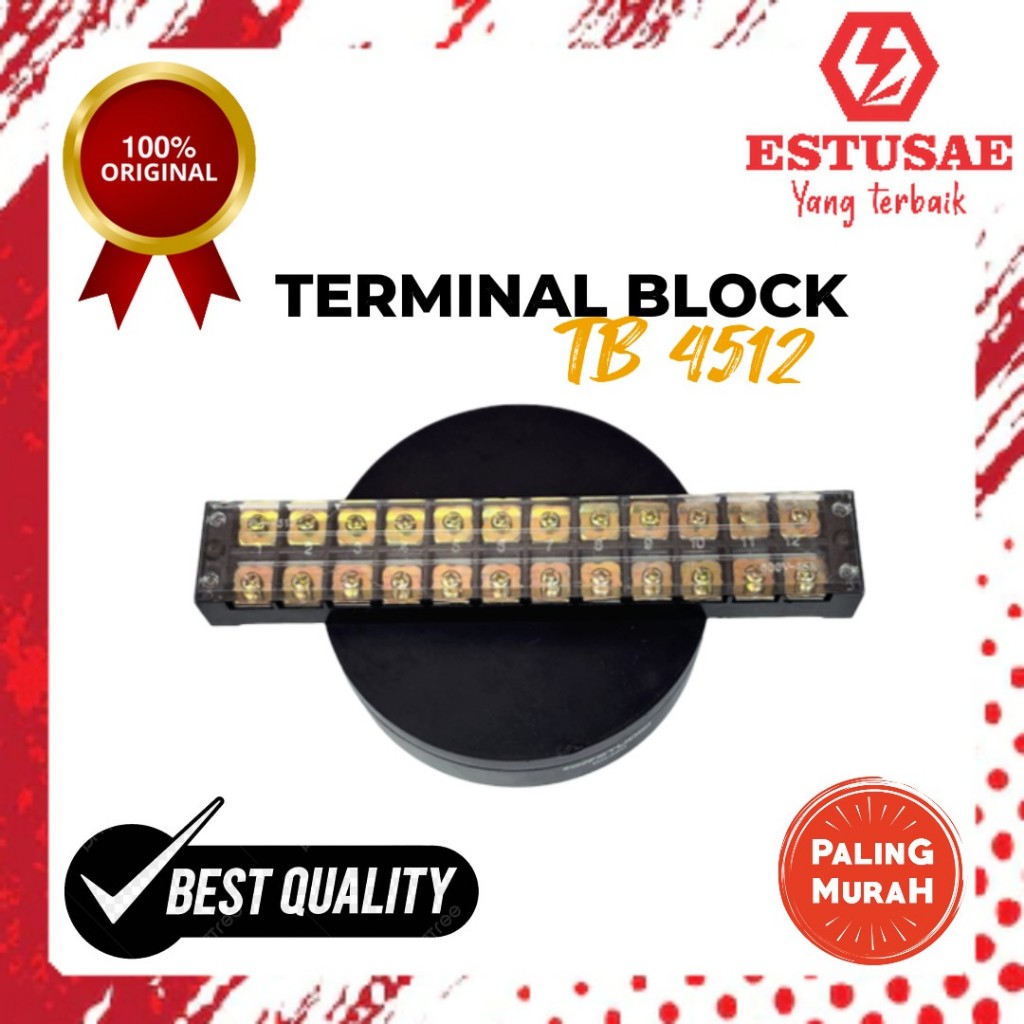 Terminal Block TB 4512 12 Terminal 45A 600V - ขั้วต่อการเชื่อมต่อสายเคเบิลที่ปลอดภัยและทนความร้อน - 