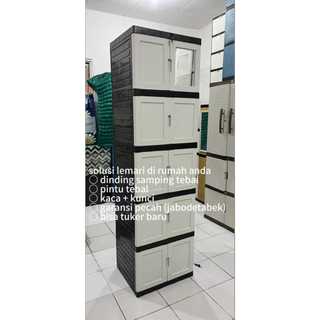 (NEW MODEL) LEMARI PLASTIK / LEMARI PAKAIAN PLASTIK KACA SUSUN 5