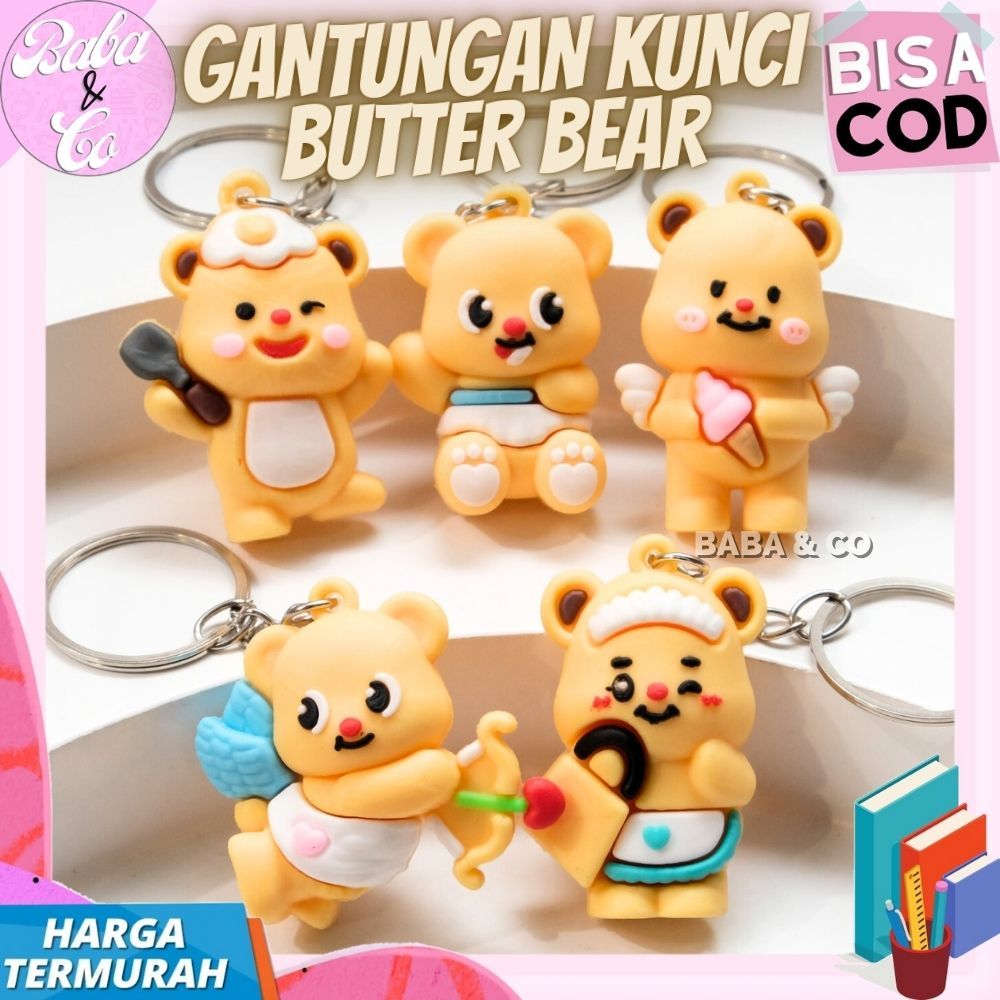 GANTUNGAN BUTTER BEAR KEYCHAIN BUTTER BEAR YELLOW BEAR KEYCHAIN CUTE UNIQUE CUTE BUTTER BEAR KEYCHAI