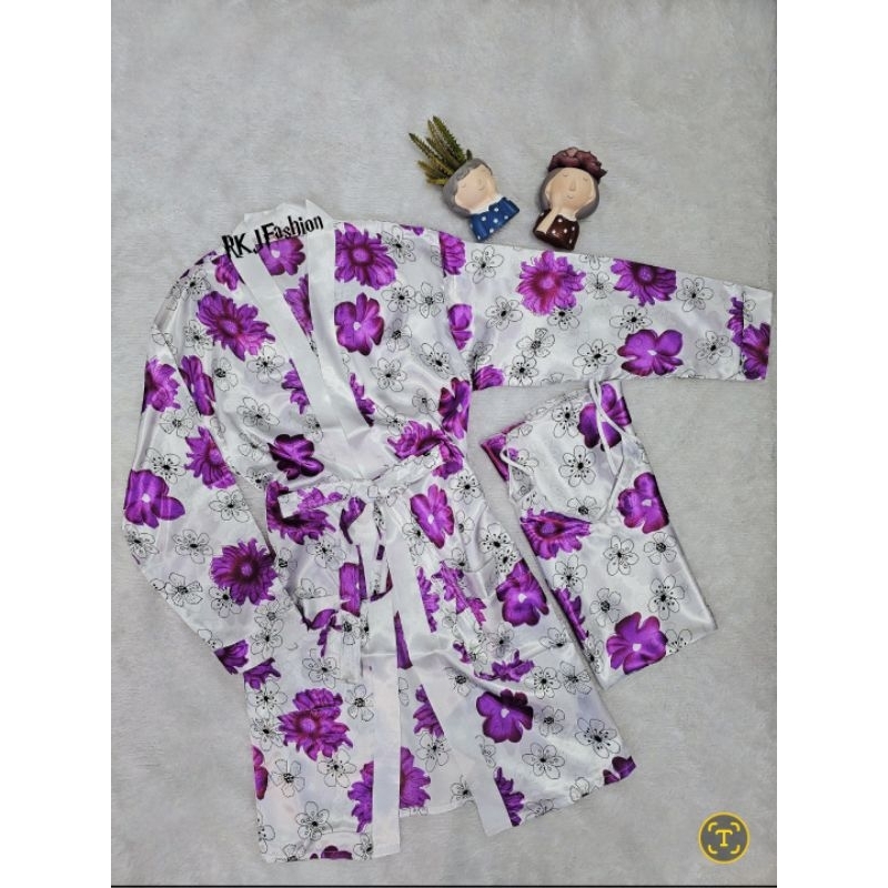 .rkj fashion_ผ้าซาตินกิโมโน 2in1 Motif |ชุด Lingerine เซ็กซี่ ชุดกิโมโน นอน | REALPICT REALPICT