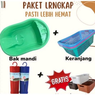 paket 3 produk bak mandi bayi(polin)+keranjang+hanger bulat murah dan hemat/grtis almamini