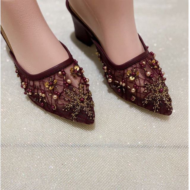 RALINE BURGUNDI WEDDING SHOES WEDDING SHOES รองเท้าปาร์ตี้