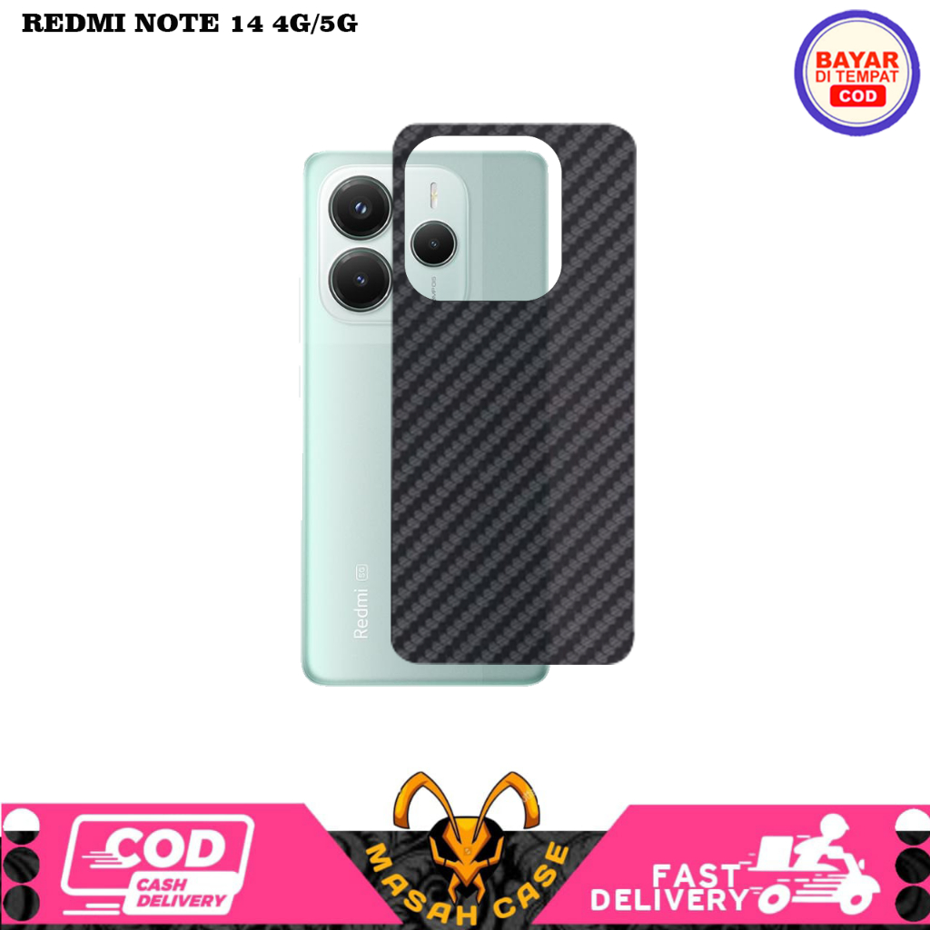 MERAH GARSKIN CARBON RED RED REDMI NOTE 14 4G/5G 14 PRO PLUS SKIN PROTECTOR สีดํา