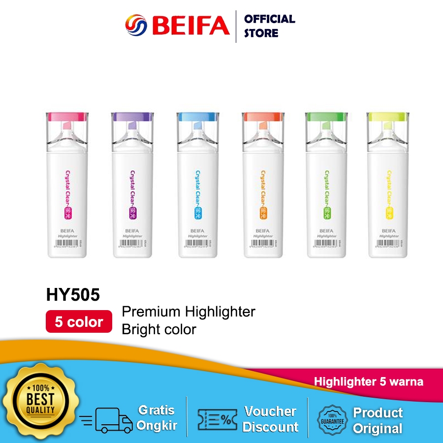 ปากกาเน้นข้อความ Beifa Bright Color – ปากกามาร์กเกอร์ข้อความติดทนนาน HF505