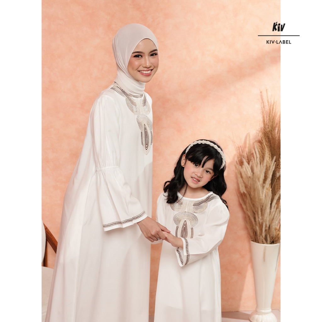 KIV Gamis คู่แม่ลูกสาวสีขาว Nirmala Series GMPKL 3024 KKL 2724 GO 3024 KSC 2724