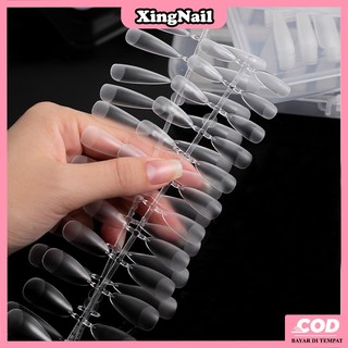 24pcs [FREE Lem Kuku] Kuku Palsu Extension Full Cover / Fake Nail Natural/Soft Nail Tips Transparan