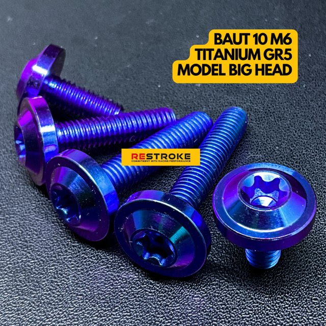 BOLT 10 M6 1cm - 5cm TITANIUM GR5 MODEL BIG HEAD ORIGINAL TITANIUM GR5