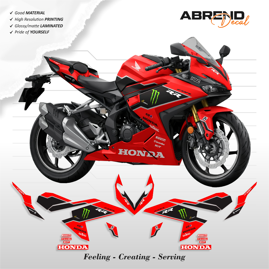 STRIPING CBR 250 RR ใหม่ WINTER TEST ZX10R สีแดง/สติ๊กเกอร์ HONDA CBR 2023 ออกแบบ CUSTOM DECAL