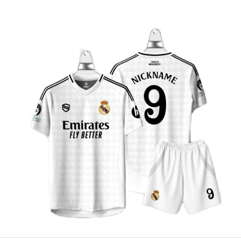 เสื้อแข่งอย่างเป็นทางการ R34L M4DR1D HOME 2024-2025 ชื่อและหมายเลขด้านหลังฟรี