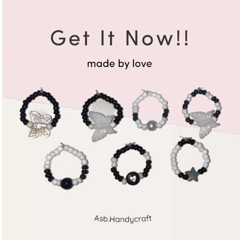 [CMM063] 1 ชิ้น - แหวนลูกปัดสีซีรีส์พรีเมี่ยม