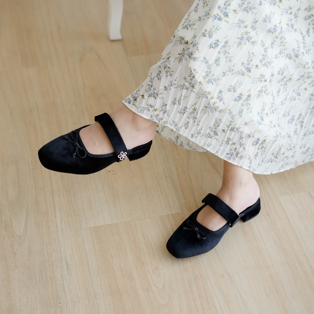 Dianable - Lyria Black Heels Mules สําหรับผู้หญิง