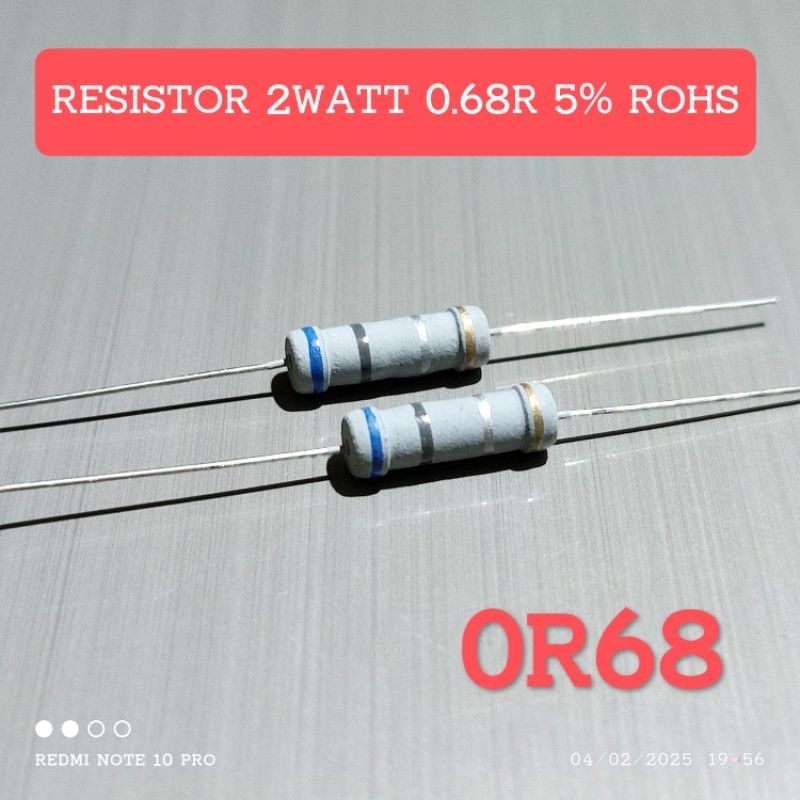(5 ชิ้น) 2WATT 2W 0.68R 0R68 OHM CF 5% ROHS RESISTOR