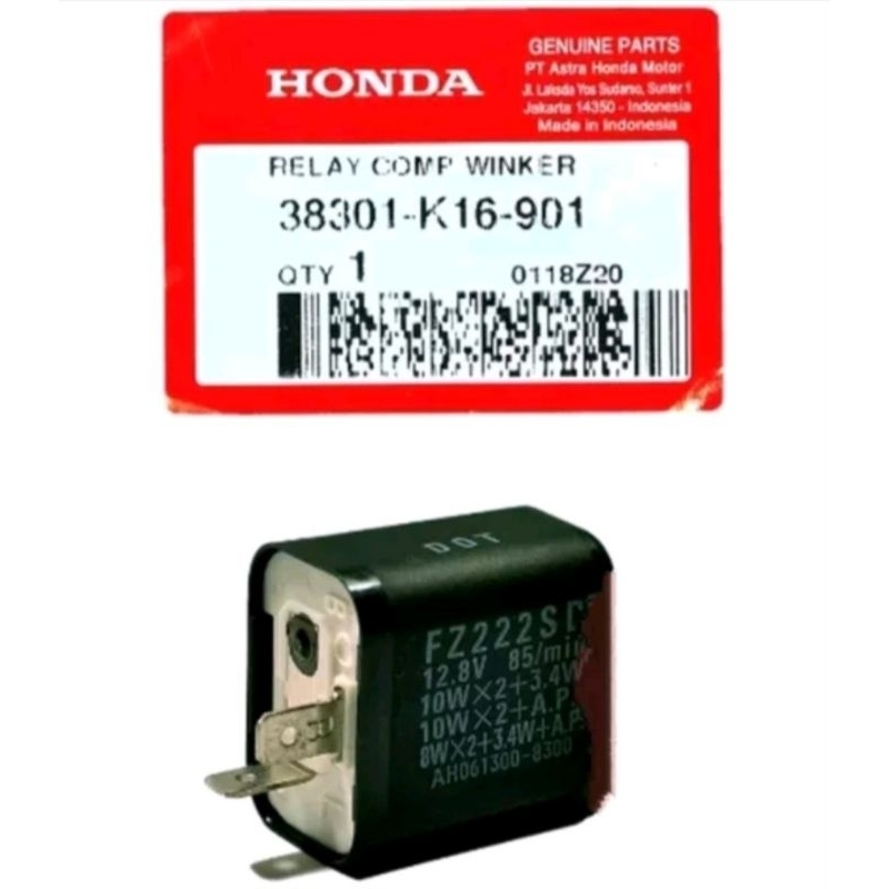 38301 K16 901 AHM Flasher ไฟเลี้ยว 12 โวลต์ Honda Revo 110 ใบมีด Karisma Kirana Legenda Supra X 125 