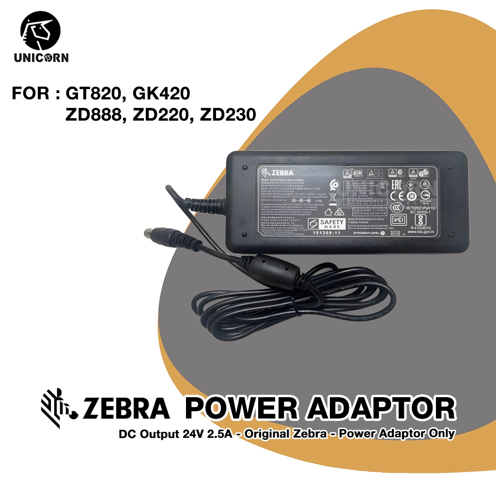 Zebra GT820 ZD220 ZD230 ZD888 GK420 24V 2.5A Barcode Printer Power Adapter - ของแท้
