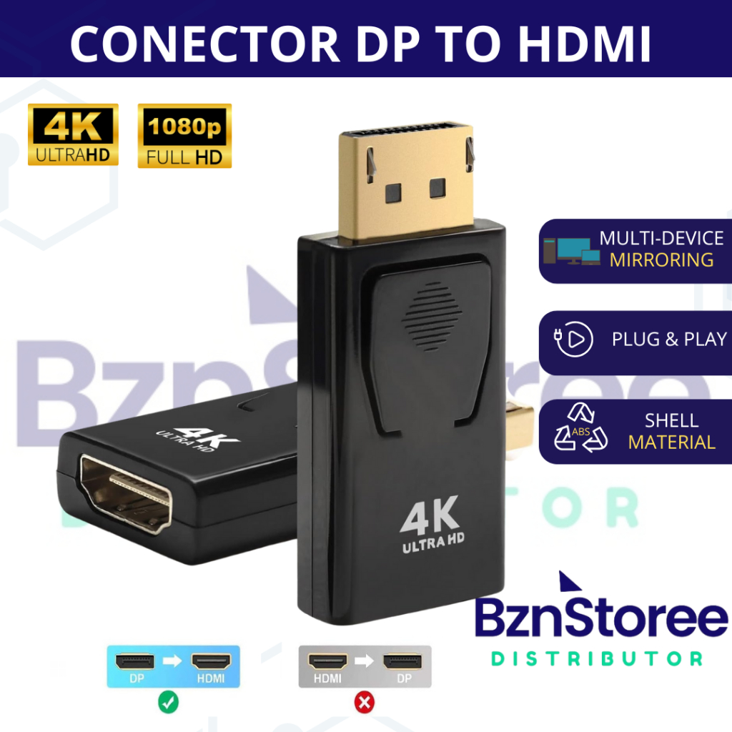 อะแดปเตอร์ DP เป็น HDMI 4K DP Male to Female Video Audio Converter พอร์ตแสดงผลชุบทอง/ตัวแปลง Display
