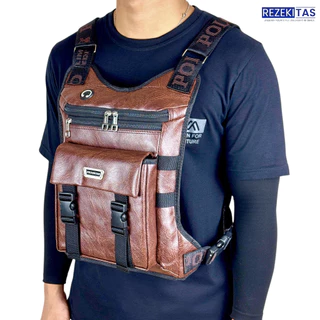 กระเป๋าคาดหน้าอกหนัง PU Polo Amstar Polo Amstar Chest Bag Chest Rig Bag Chest Sling Vest Bag