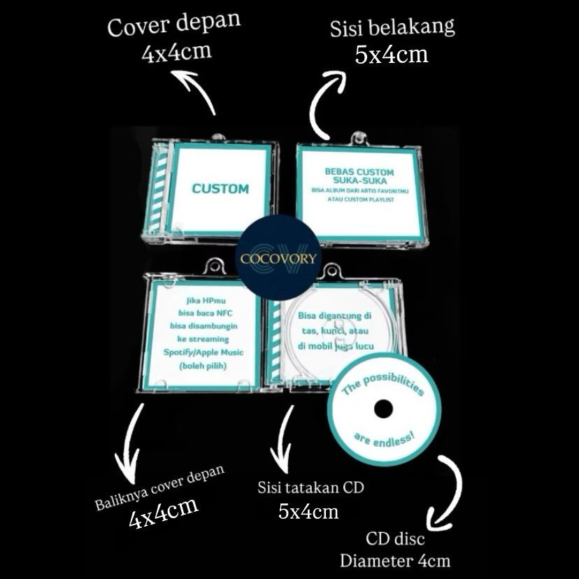 GANTUNGAN พวงกุญแจแบบกําหนดเอง CD Mini Album พวงกุญแจ NFC มินิ