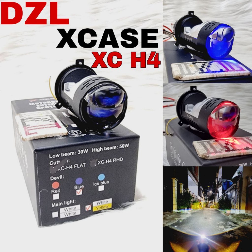 Bild xcase xc h4 เลนส์สีน้ําเงิน ไฟหน้าปีศาจพรีเมี่ยม พัดลมโปรเจคเตอร์ขนาดเล็ก 50 วัตต์ สีขาว เหลือง เคส xc-h4 x