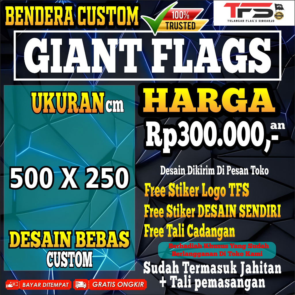 ธงยักษ์ Custom I ออกแบบฟรี I SIZE 500 X 250