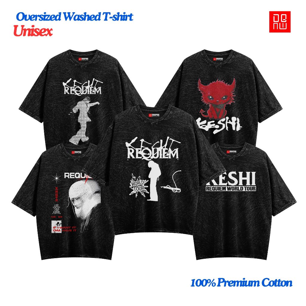 Dbnw ขนาดใหญ่ล้าง Tshirt keshi REQUIEM WORLD TOUR Vintage เสื้อยืด unisex keshi-ws