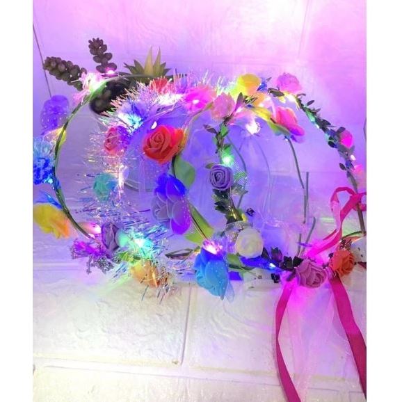 FLOWER CROWN LED CHILDRENS FLOWER CROWN HEADSET / เครื่องประดับวันเกิดของ CHILDREN / ปาร์ตี้