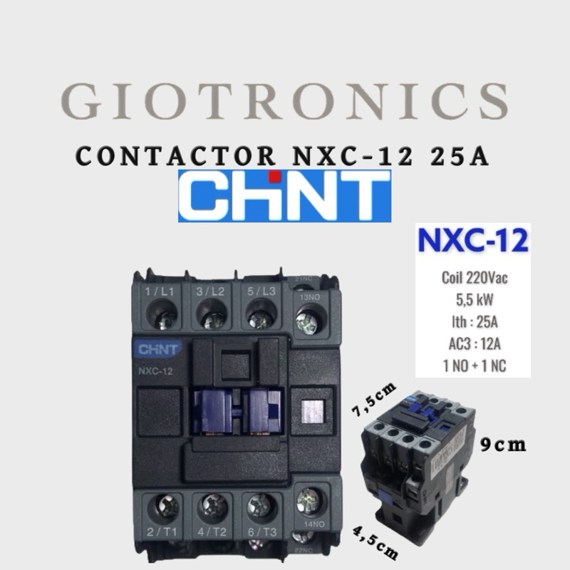 คอนแทคเตอร์ Chint NXC-12 คอยล์ 220Vac / 220V คอนแทคเตอร์