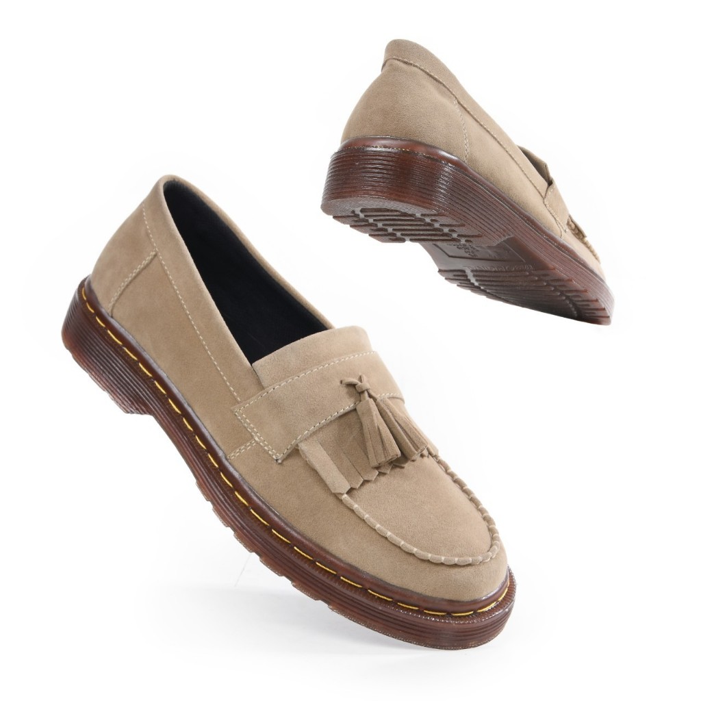 Hitam Kartiwa Alonso Cream - Mens Slip On Casual Shoes Black Suede Leather Play Casual Style Hangout
