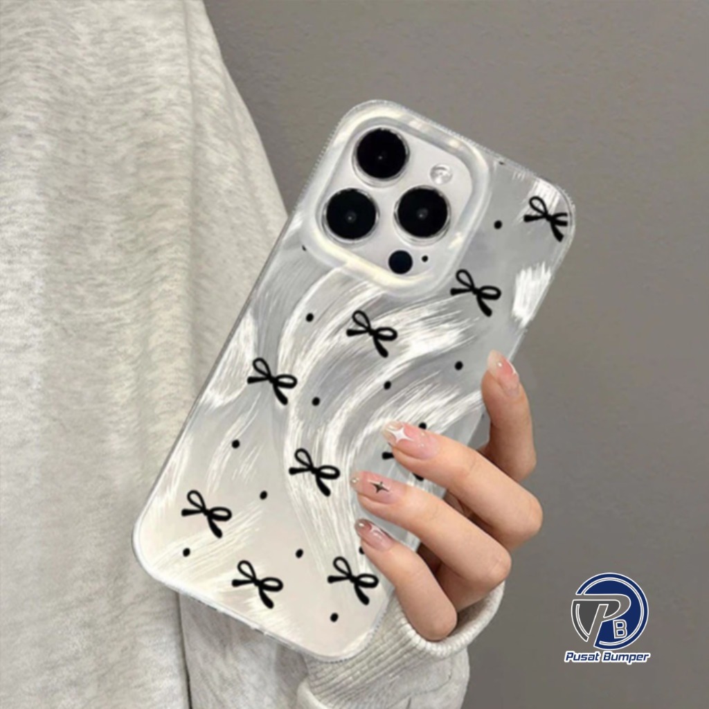 Ss968 Softcase Clarity Feather กรณีสีดําโบว์ Hardcase ปลอก Hp สําหรับ Xiaomi Redmi 14C POCO C75 หมาย