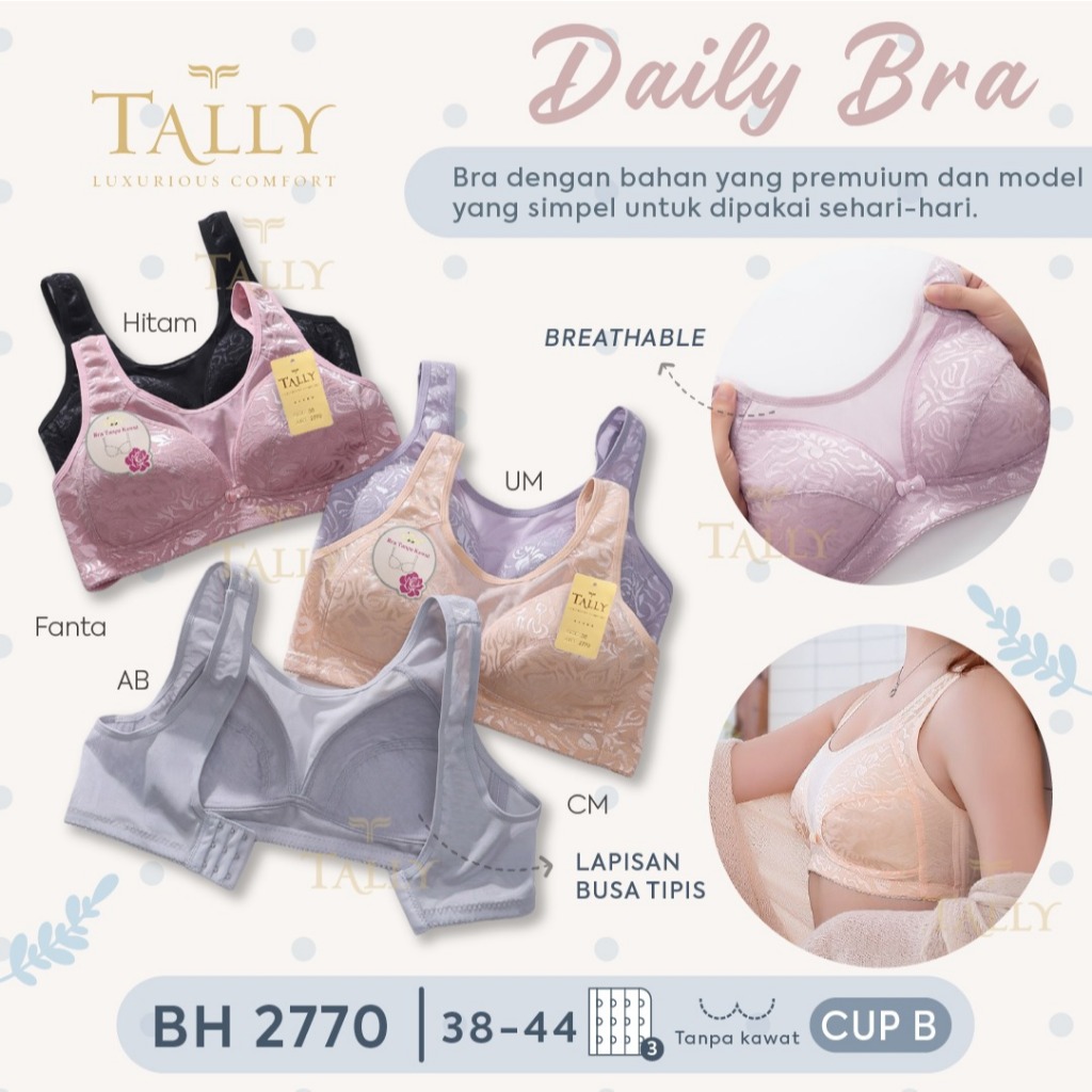 KATUN BH TALLY 2770 WIDE STRAP THIN FOAM ขนาด 38-44 - TALALY BRA BH 2770 I CUP CI WITH FOAM I ไร้สาย