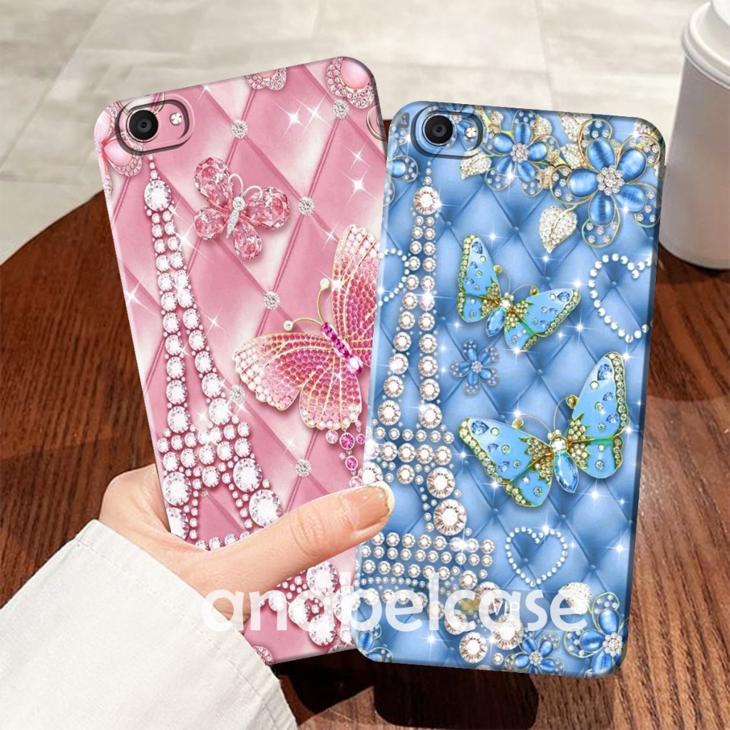 SOFTCASE Vivo v5/ V5S/ v5 +/ v5 lite/ y65/ y66/ y67/ v7/ V7+ / v9 / y53 old Paris Butterfly Motif - 