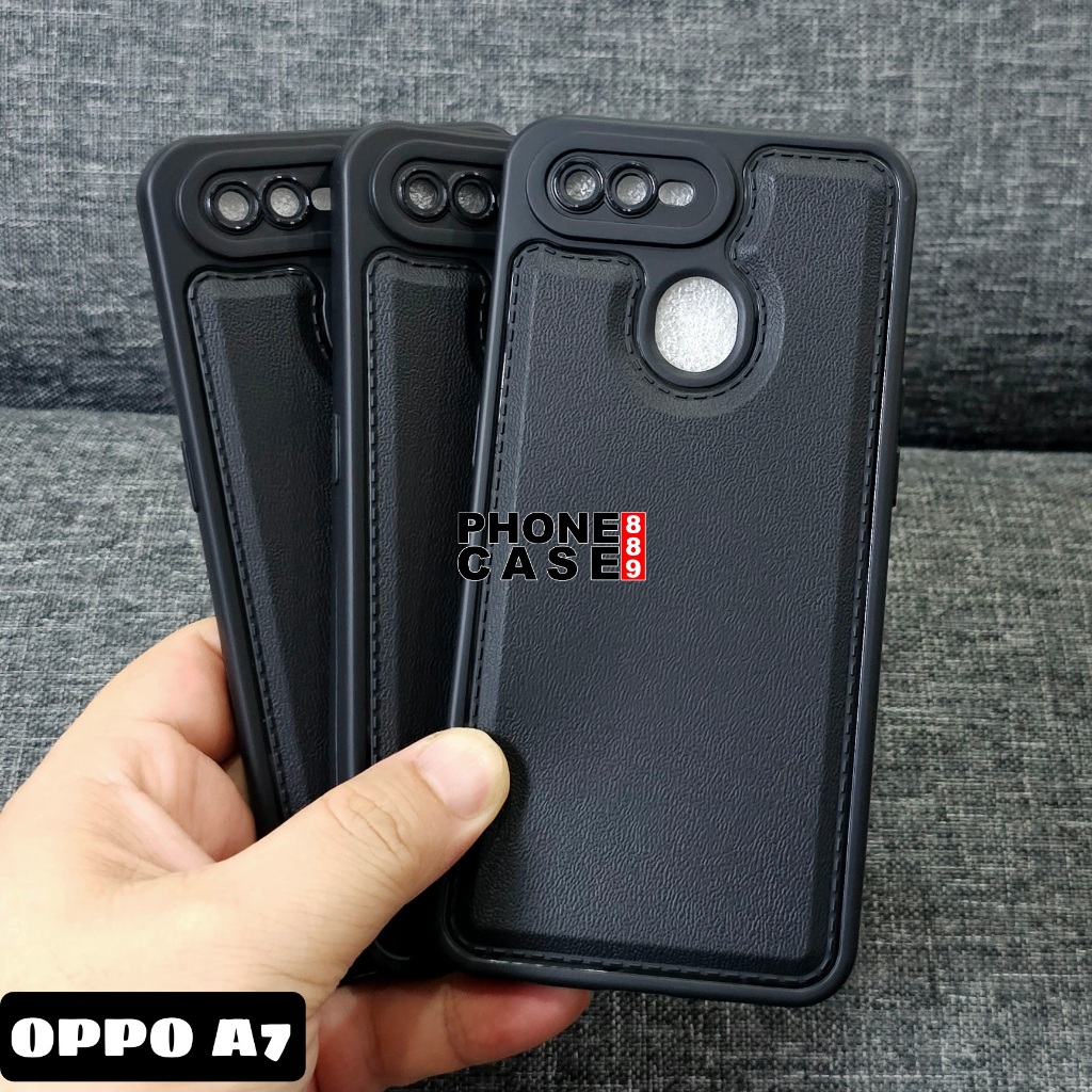 OPPO A7 OPPO A12 OPPO A11K OPPO A5S CASE LEATHER PRO BLACK CASE BLACK OPPO A7 OPPO A12 OPPO A11K OPP