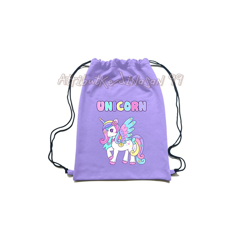 ฟรี NAME String bag UNICORN Childrens Drawstring bag กระเป๋าหูรูดสําหรับเด็ก