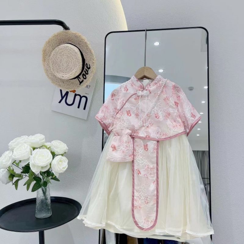 Qibao ชุดกี่เพ้าเด็กฮันบกฮันฟูขนาด 1-10 ปีขึ้นชุดพร้อมกระเป๋า Qibao ชุดฮันบุ๊กแบบดั้งเดิม